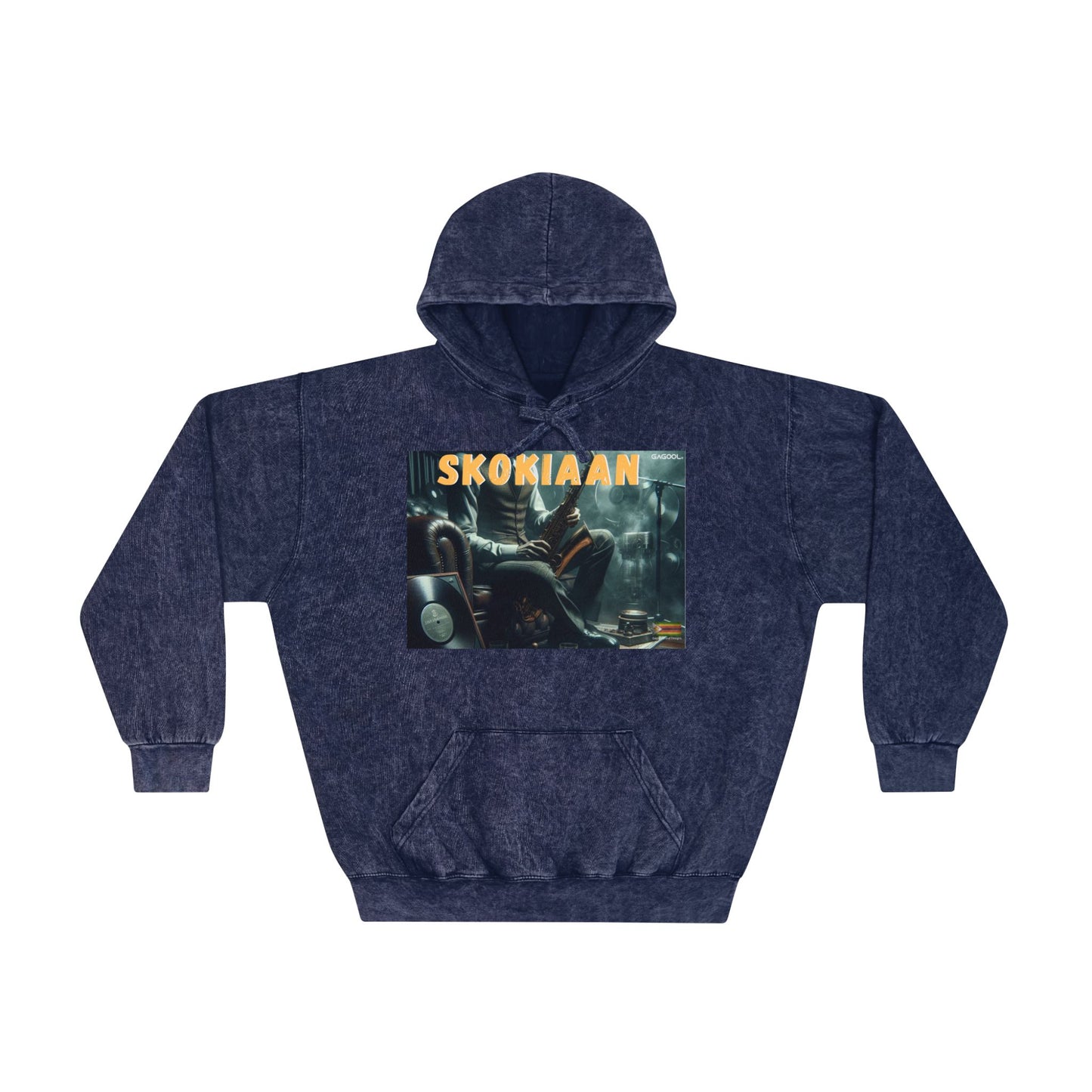 Unisex Mineral Wash Hoodie with 'SKOKIAAN' Print - Cozy Retro Vibe