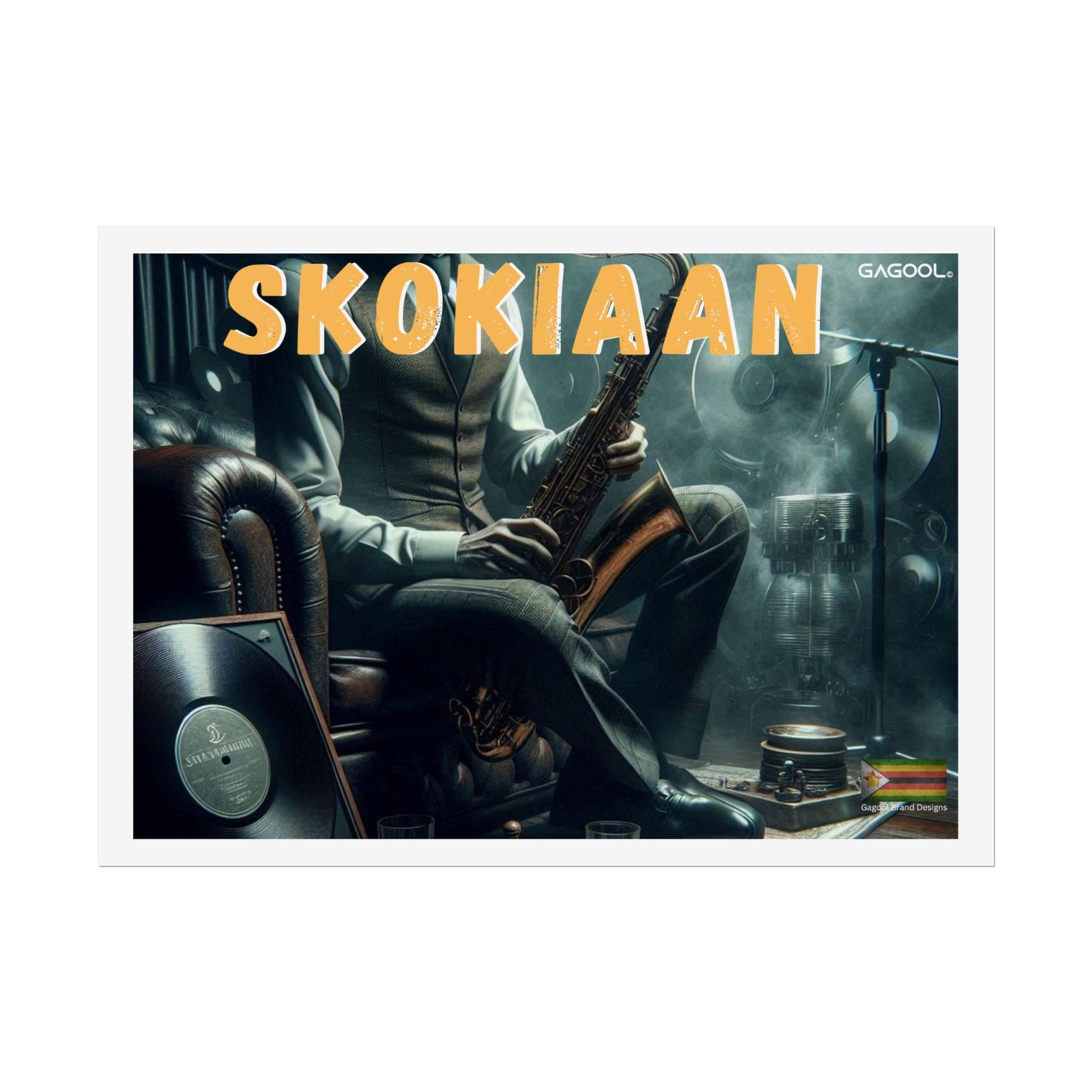 Skokiaan Jazz Music Rolled Poster - Vintage Saxophone Art Print