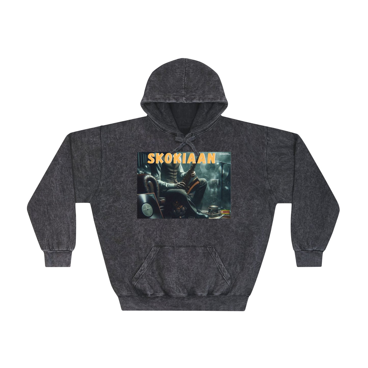 Unisex Mineral Wash Hoodie with 'SKOKIAAN' Print - Cozy Retro Vibe