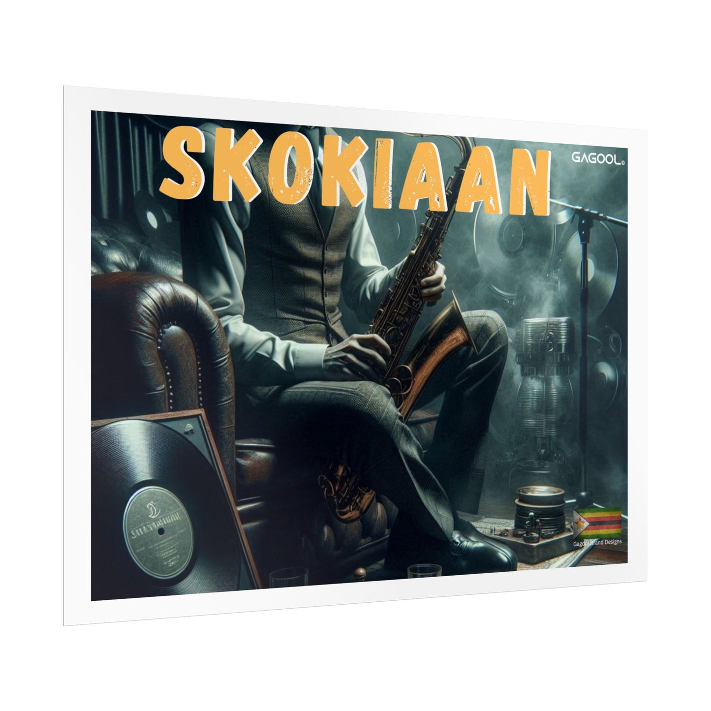 Skokiaan Jazz Music Rolled Poster - Vintage Saxophone Art Print