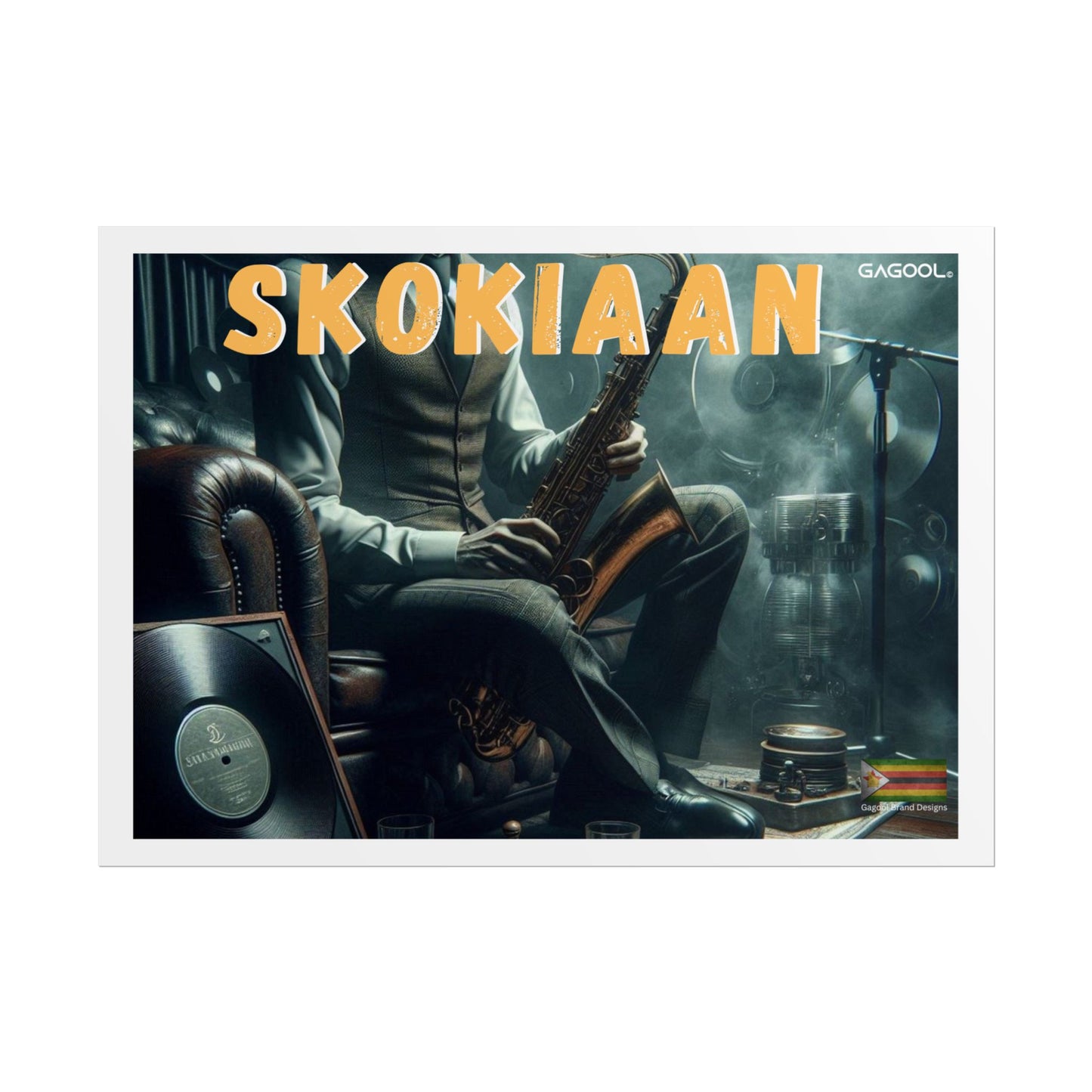 Skokiaan Jazz Music Rolled Poster - Vintage Saxophone Art Print